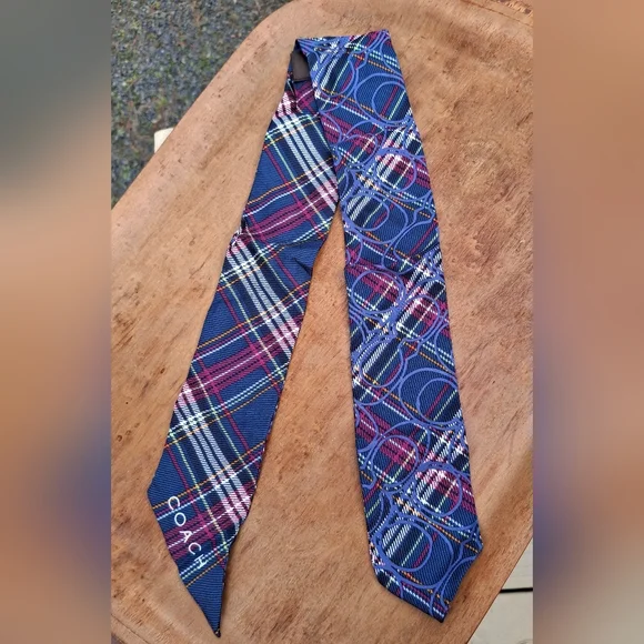 Vintage Y2K Coach Skinny Silk Tartan Plaid Twilly Scarf With Original Dust Bag - Picture 5 of 11